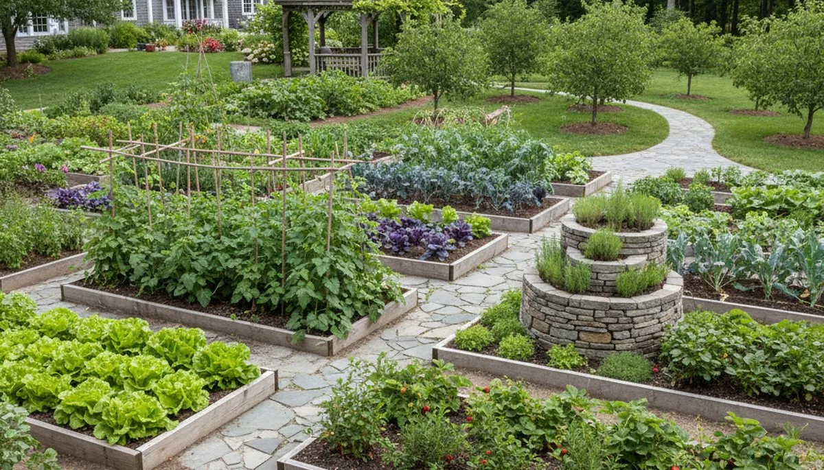 Edible landscape with vegetable beds and herb gardens by Chop Chop Landscaping in Saugus, MA