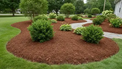 Fresh mulch installation with clean edges and rich coverage by Chop Chop Landscaping in Saugus, MA
