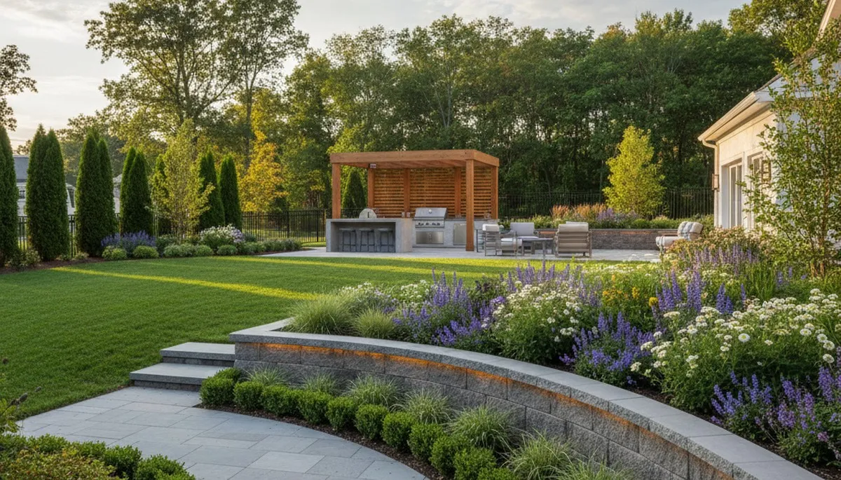 Landscaping crew providing lawn care and yard maintenance in Saugus, MA