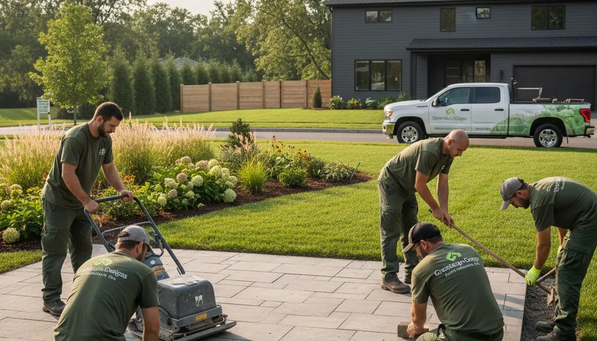 Landscaping crew providing yard maintenance services in Saugus, MA