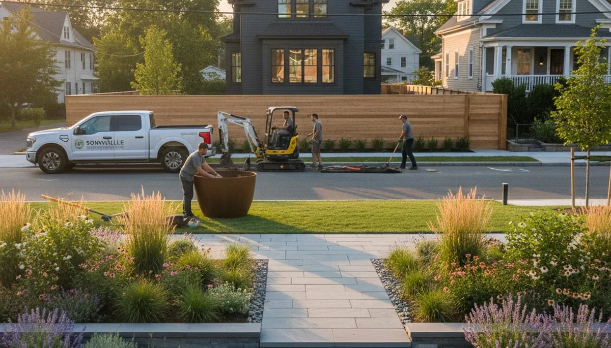 Landscaping crew serving Saugus, MA with professional lawn care and outdoor maintenance services