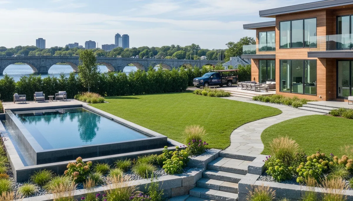 Landscaping crew providing lawn care services in Saugus, MA