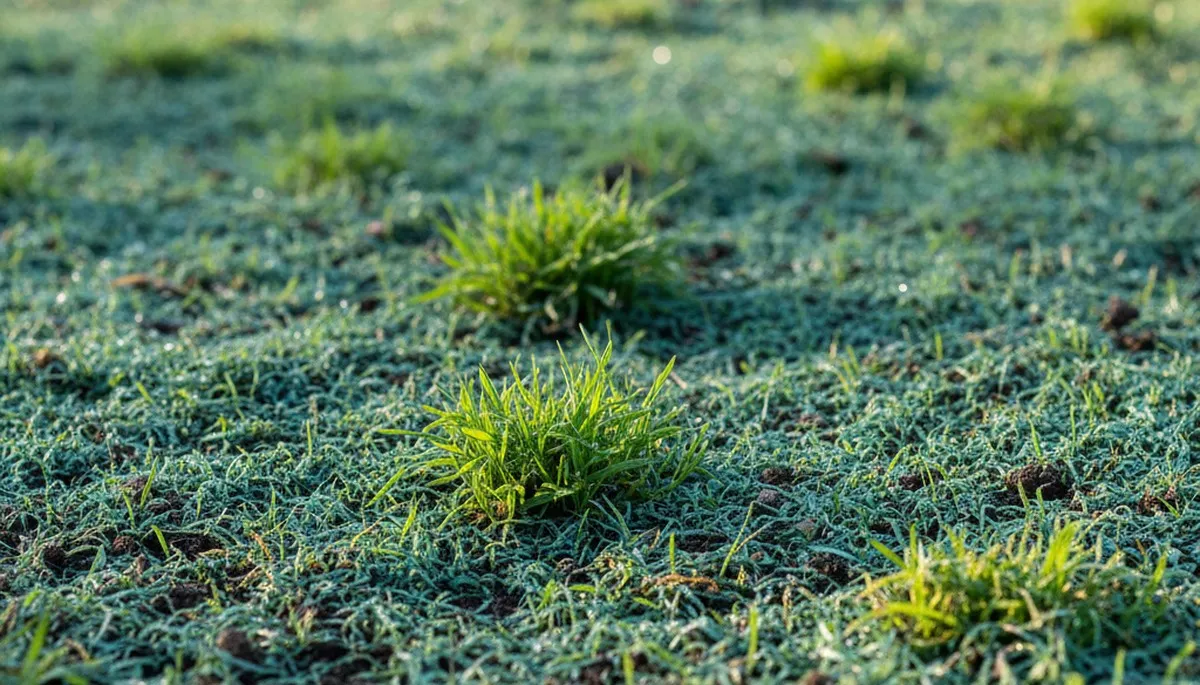 Sprouting grass seedlings from hydroseeding in Saugus, MA showing new lawn growth by Chop Chop Landscaping