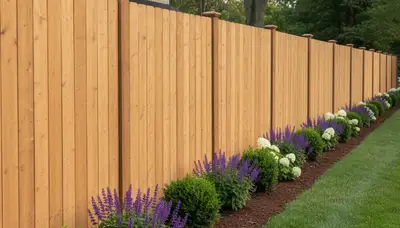 White privacy fence installation by Chop Chop Landscaping in Saugus, MA showing clean, quality craftsmanship